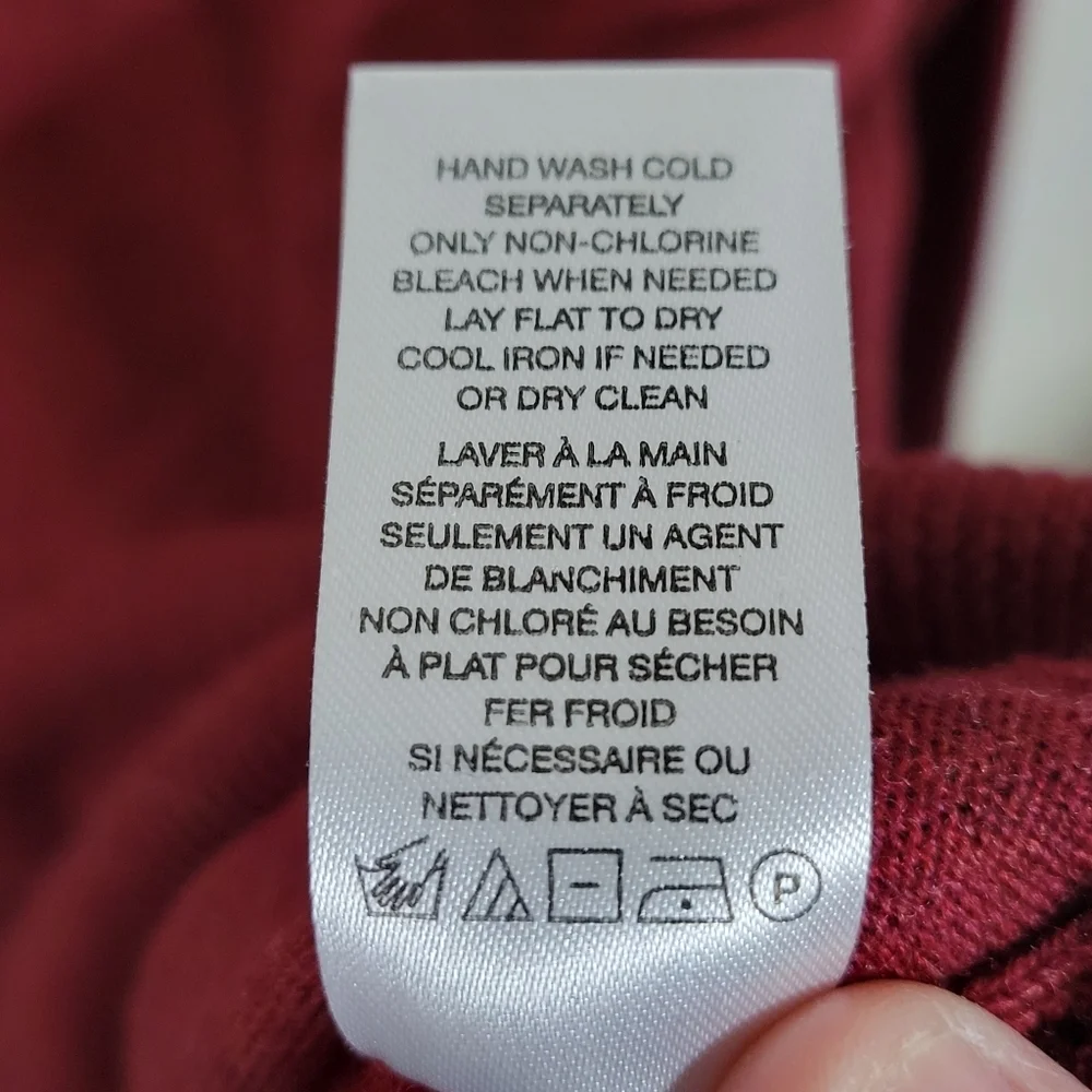 Raffi Men's 100% Extra Fine Merino Wool Pullover 1/4 Zip Sweater Red, Size S